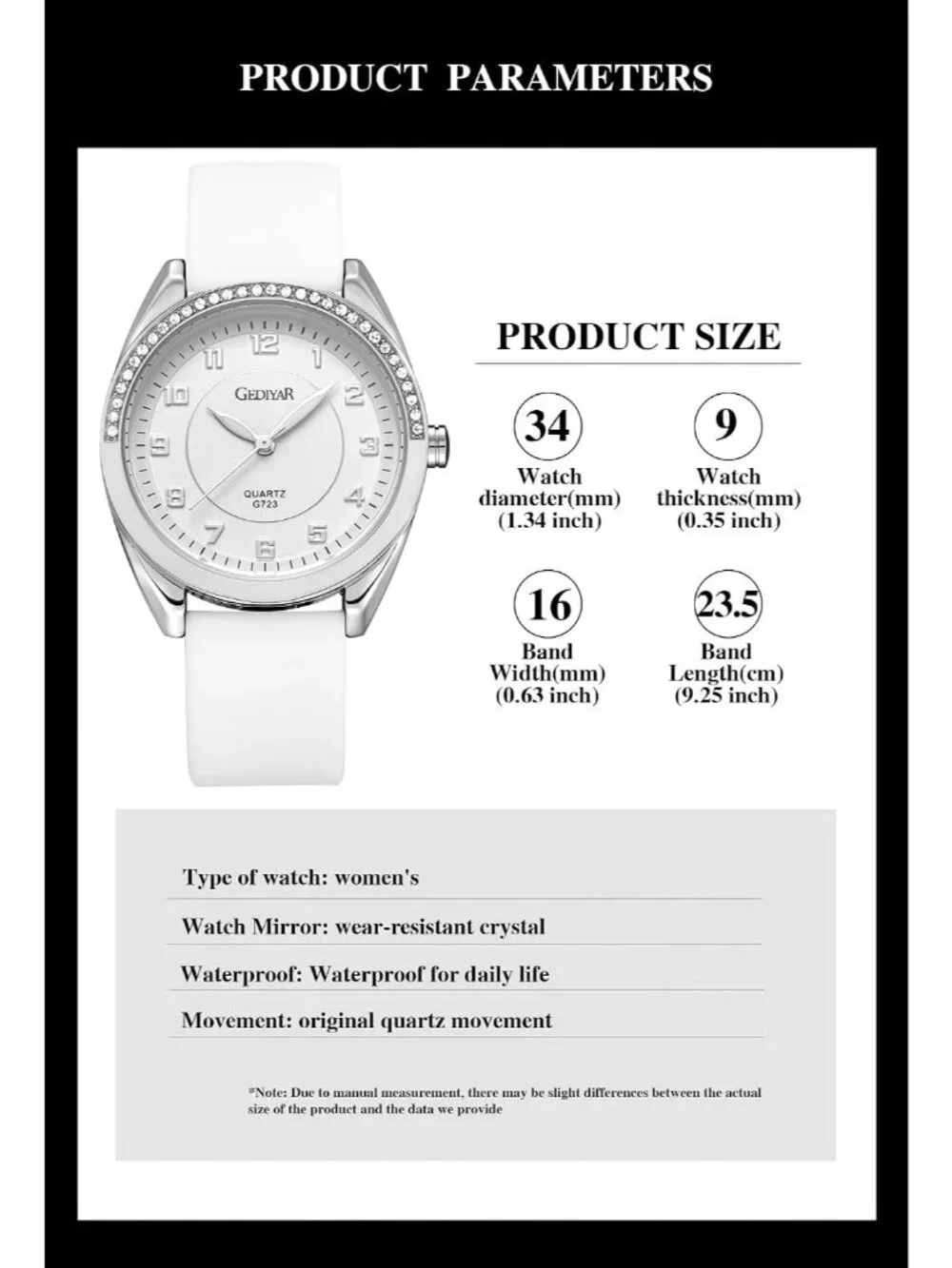 Women's White Silicone Strap Waterproof Analog Quartz Easy Read Dial Wrist Watch